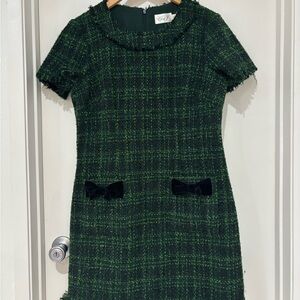 Eliza J Dark Green Tweed Dress Size 8
